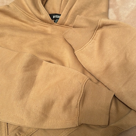 Missguided Camel Brown Corset Detail Cropped Hoodie Size US 2 NWOT - Picture 7 of 9